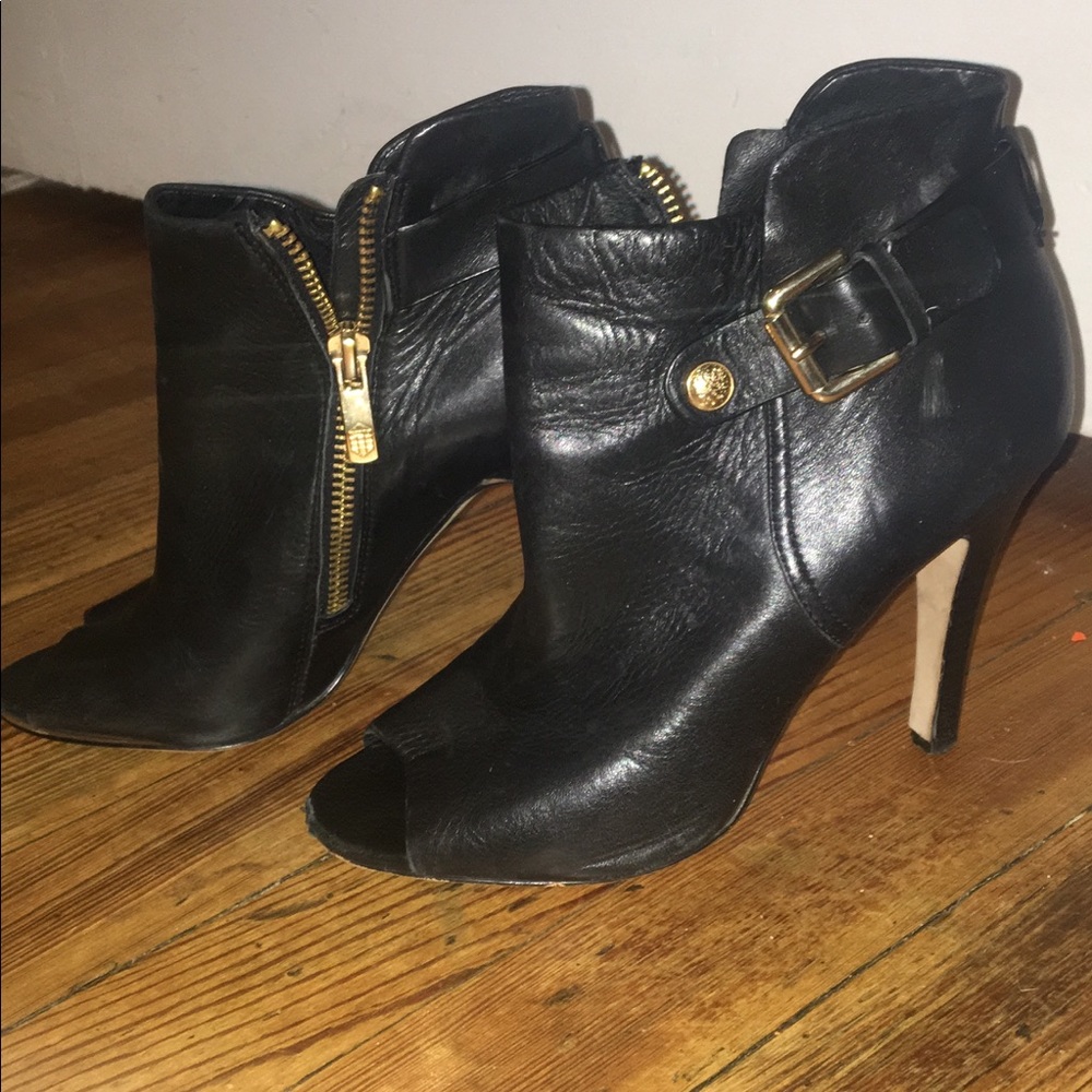 Vince Camuto peep toe booties.